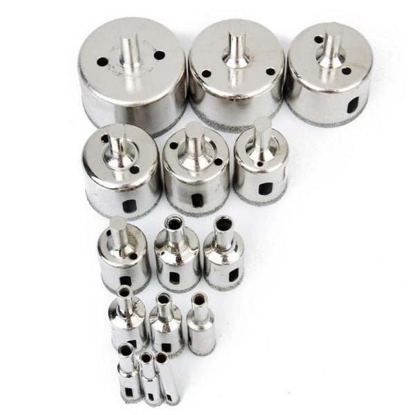 15 Pcs 6-50mm Diamond Drill Bits Set Hole Saw Cutter Glass Marble Tile