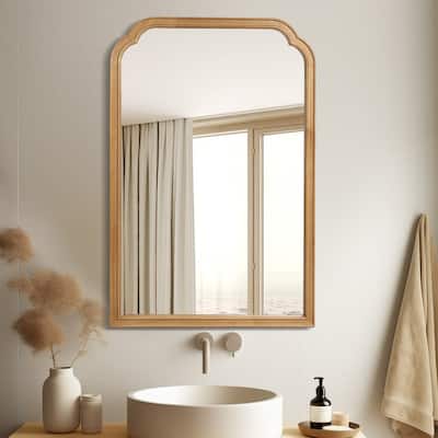 Top Corner Scalloped Rectangle Decorative Farmhouse Wall Mirror