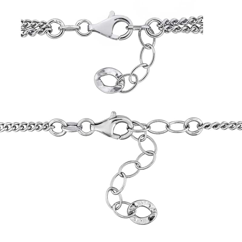 Miadora Sterling Silver Curb Link Chain Necklace and Bracelet Set