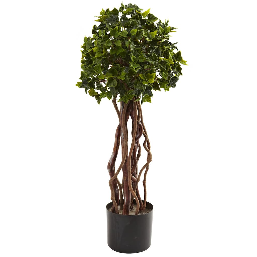 Vintage Topiary Plant - Indoor Outdoor Decorative Ball Topiary - English Victorian Style Garden Decor - 2.5ft.