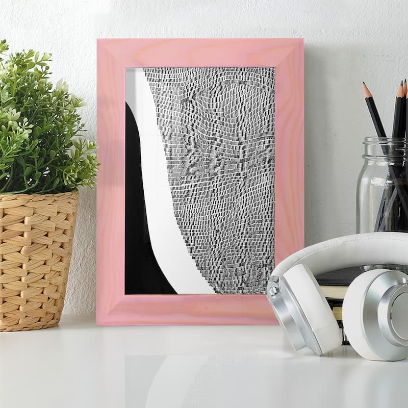 Black & White Abstract I -Framed Print w/glass-Cherry Red