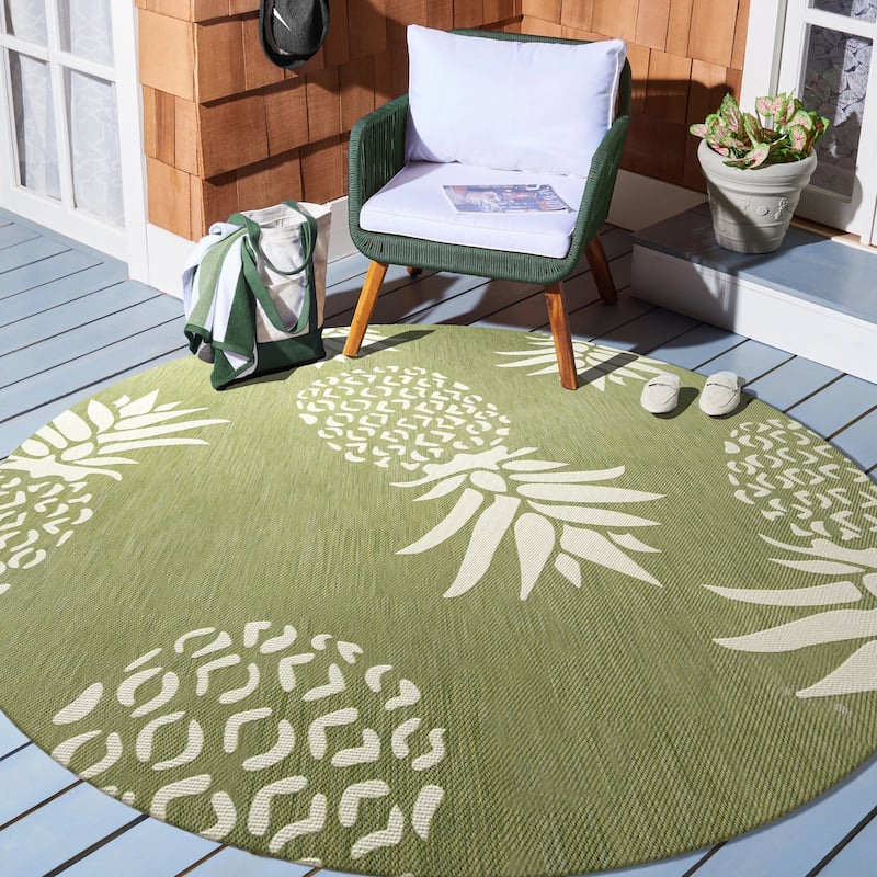 Isola Tropical Indoor/Outdoor Area Rug by Porch & Den - 5'3" x 5'3" - Green/Ivory