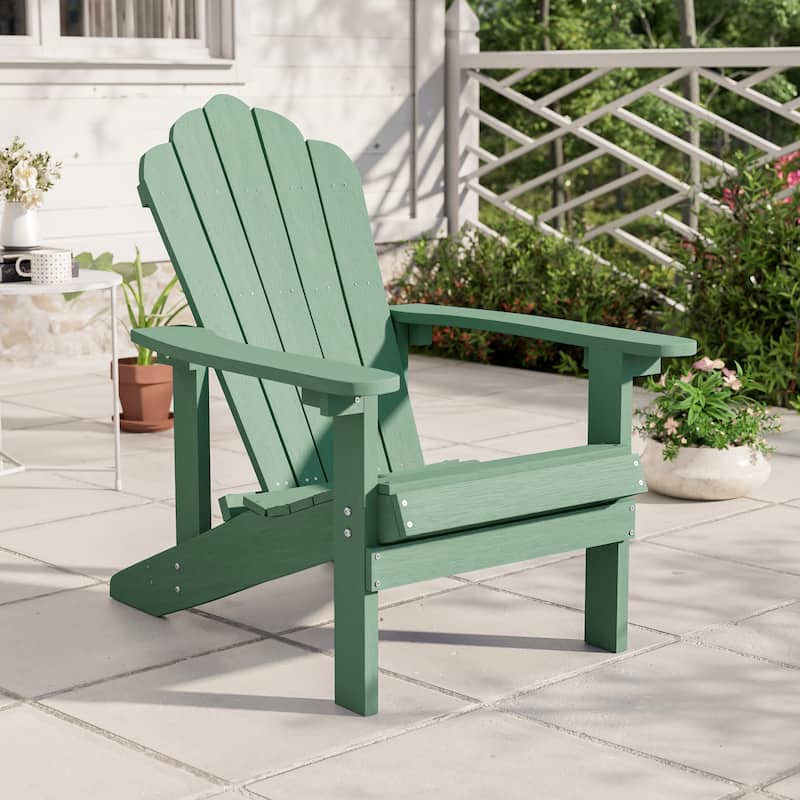 BONOSUKI Outdoor Faux Wood HIPS Patio Adirondack Chair - Dark Green