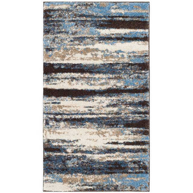SAFAVIEH Retro Herle Modern Abstract Distressed Rug - 2'6" x 4' - Cream/Blue