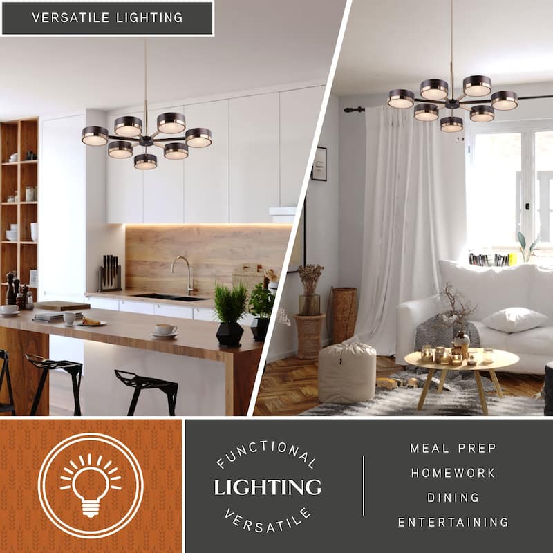 Madison 7 Light Bronze Mid-Century Modern Chandelier - 35.5-in W x 20.25-in H x 34.75-in D