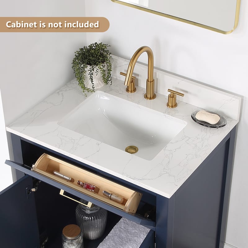 Altair Ceres Engineered Stone Vanity Top in Grain White Without Cabinet