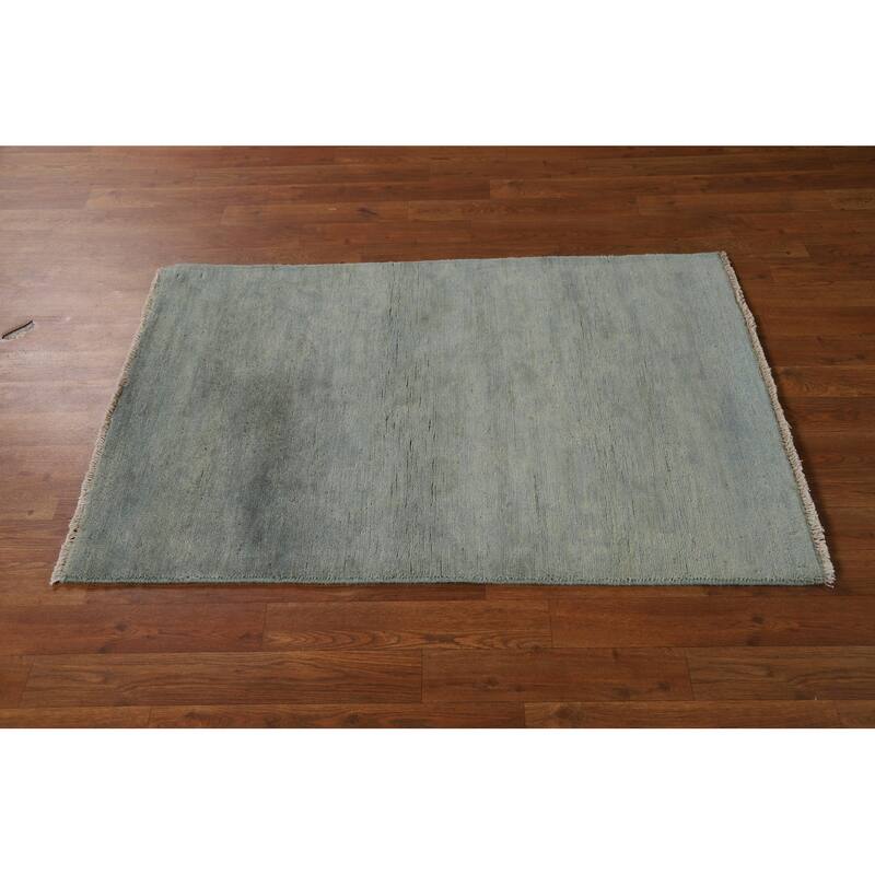 Hand Knotted Oriental 100% Wool Carpet Modern Modern Navy Blue & Blues Gabbeh Area Rug - 4' 1'' X 2' 8''