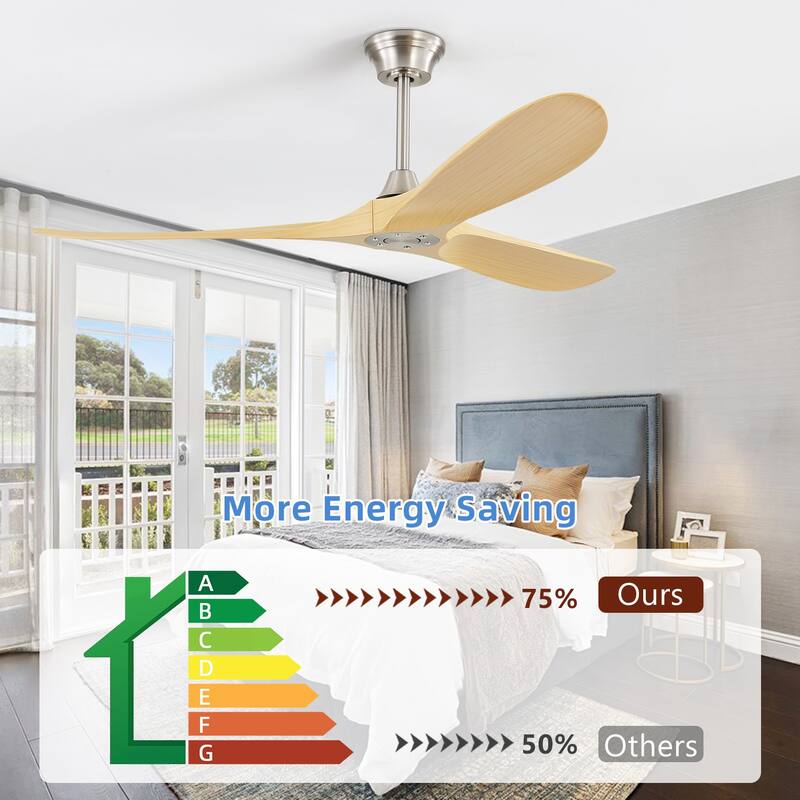 60" Smart Ceiling Fan without Light,Nickel downrod with Plastic Blades