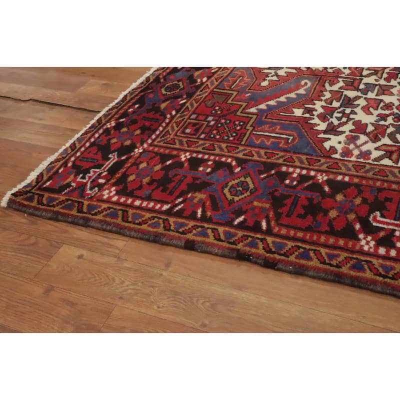 Hand Knotted Oriental 100% Wool Carpet Traditional Medallion Red Heriz Area Rug - 9' 8'' X 6' 11''
