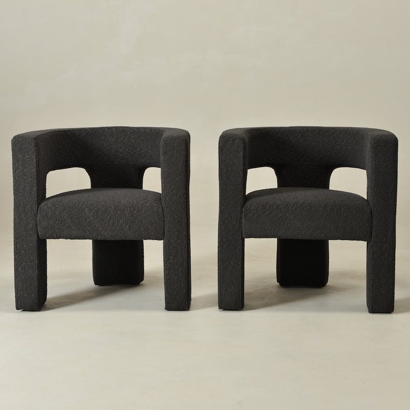 KINWELL 28" Wide Boucle Upholstered Square Armchair (Set of 2)