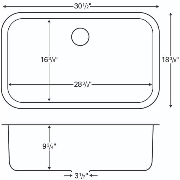 Karran Undermount Stainless Steel 31 in. Single Basin Kitchen Sink Kit