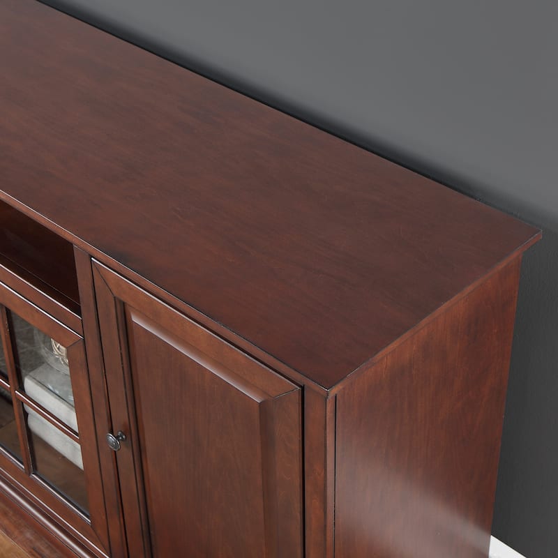 Bridgevine Home Classic 78 inch TV Stand Console for TVs up to 85 inches, No Assembly Required, Dark Cherry Finish