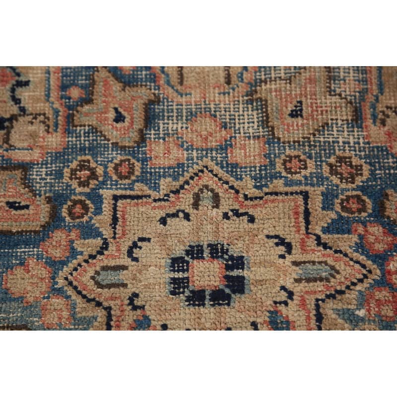 Medallion Pink Mashad Persian Vintage Area Rug Handmade Wool Carpet - 6'5" x 9'4"