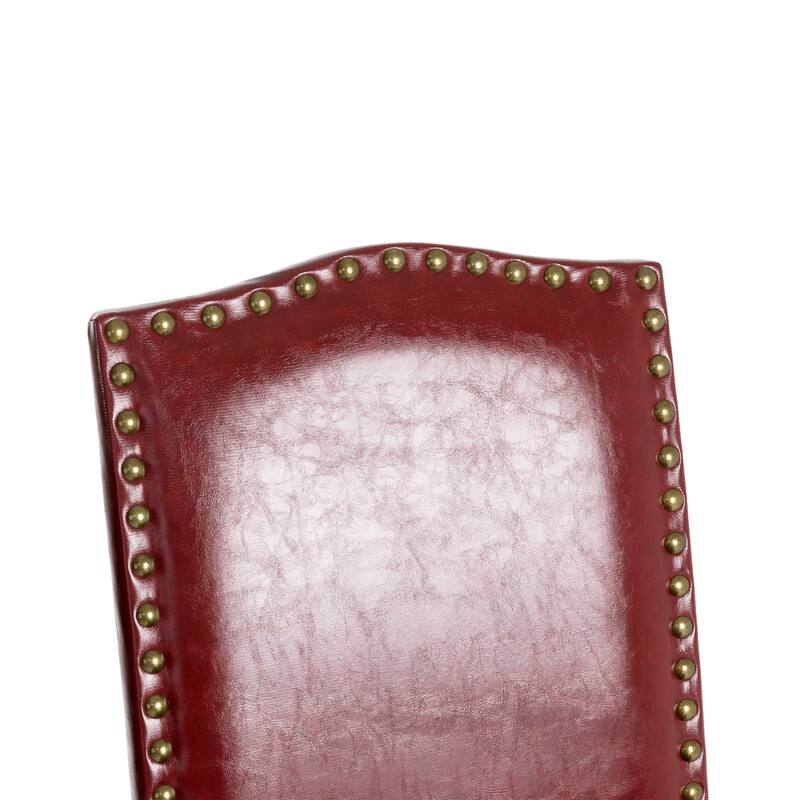 Glitzhome Set of 2 45"H PU Riveted Upholstered Bar Stools Pub Chairs