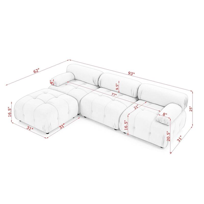 Modular L Shaped Sectional Sofa, Button Tufted Designed with Ottoman