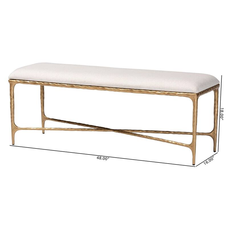 Fumiye Bench - Modern Rustic Accent Seating with Hand-Forged Metal Frame and Upholstered Cushion for Living Room or Entryway