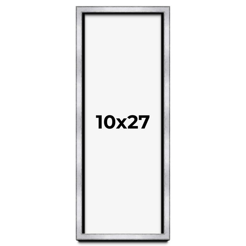 10x27 Shadow Box Frame Silver | 1.375 Inches Deep Real Wood