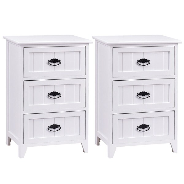 Shop Gymax 2 PCS 3 Drawers Nightstands End Table Storage ...