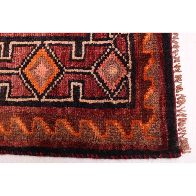 ECARPETGALLERY Hand-knotted Melis Vintage Dark Red Wool Rug - 6'3 x 7'10