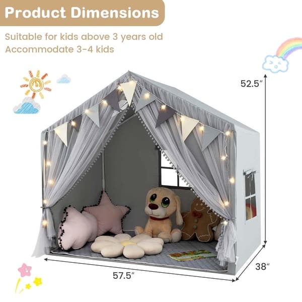 Costway Kids Play Tent with Door Curtains Windows Star Lights Colorful - See Details