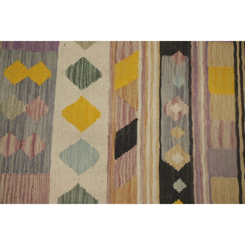 Hand Woven Oriental 100% Wool Carpet Southwestern Tribal Multi-Colored Kilim Runner Rug - 5' 9'' X 2' 0''