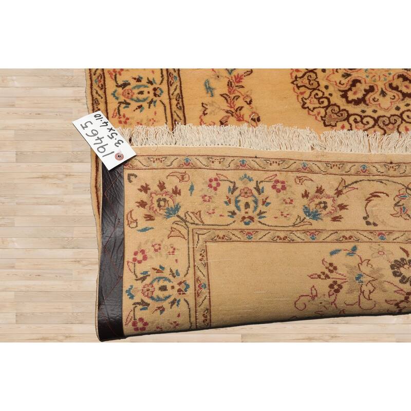 3'5''x4'10" Beige Nain Rug Hand Knotted Traditional Wool Artistry - 3' 5'' x 4' 10''