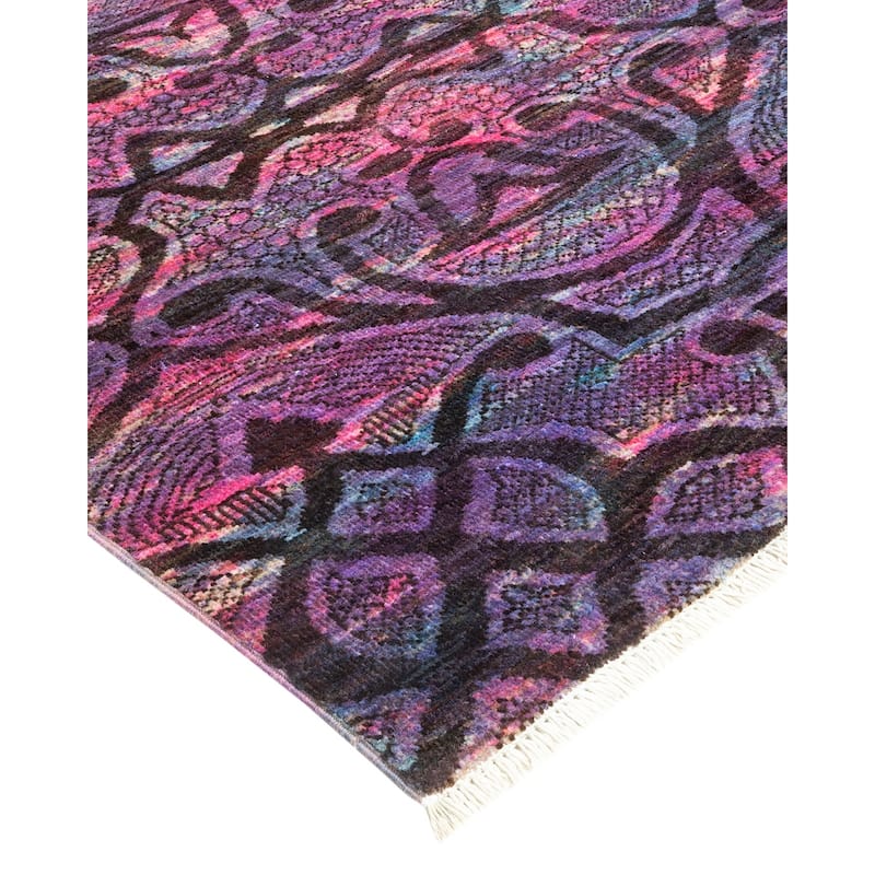 Overton Hand Knotted Wool Contemporary Overdyed Pink Area Rug - 5' x 8'