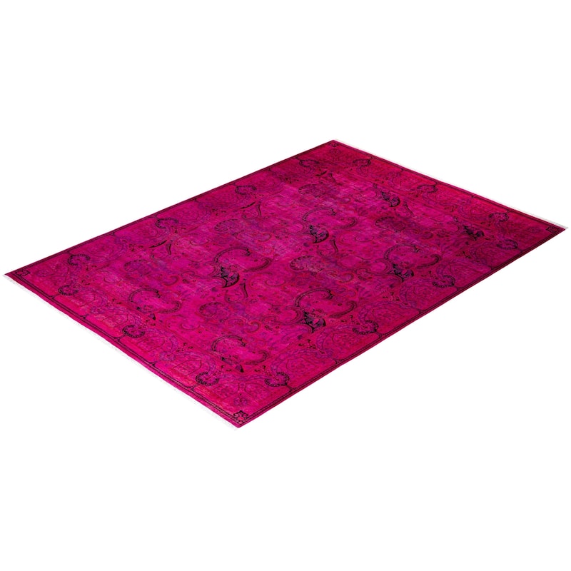 Overton Hand Knotted Wool Vintage Inspired Modern Contemporary Overdyed Pink Area Rug - 8' 0" x 11' 0"