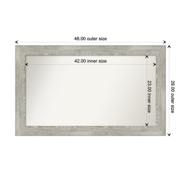 dimension image slide 92 of 113, Dove Greywash Framed Non-Beveled Custom Wall Mirror, Bathroom Vanity Mirror