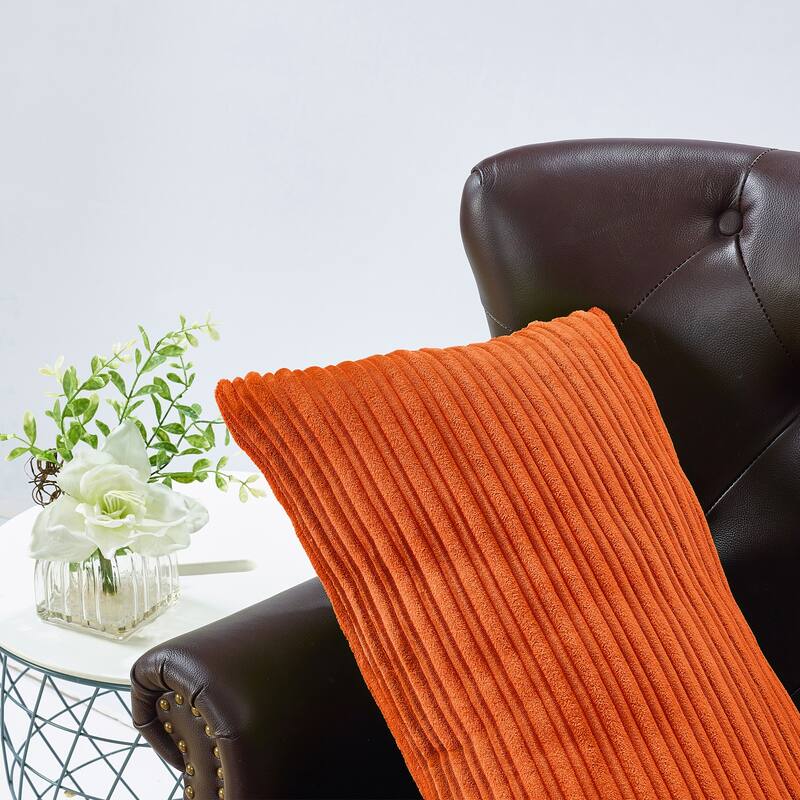 Ribbed Flanned 4 Pieces Pillow Shell Set, NO INSERT