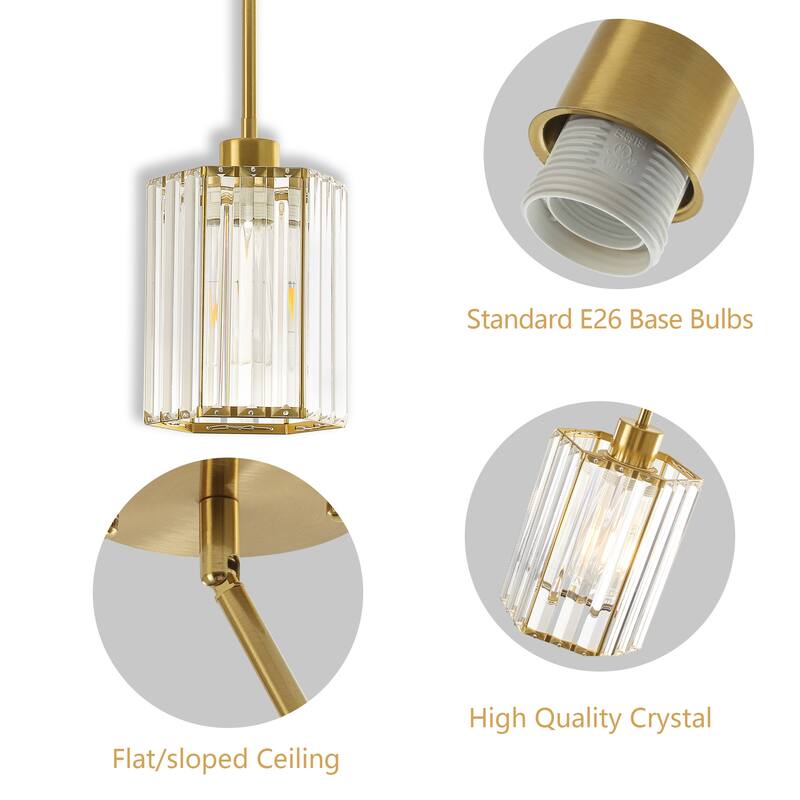 1-Light Crystal Pendant Lighting Fixtures for Sloped Ceiling