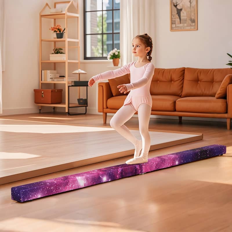 Gymax 7FT Folding Gymnastic Beam Portable Floor Balance Beam w/Handles
