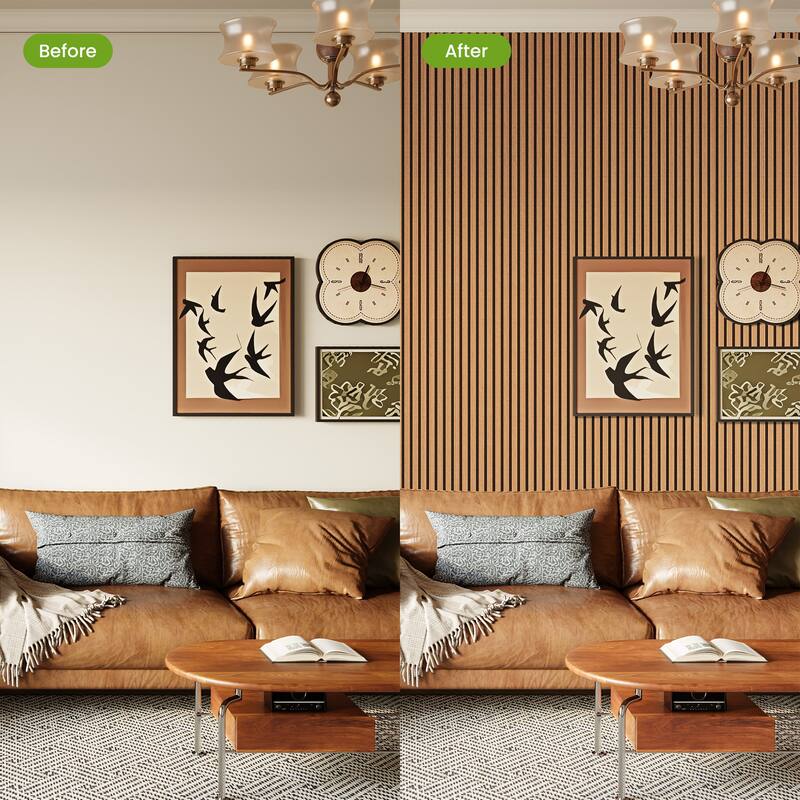 2Pcs Wood Slat Acoustic Wall Panels