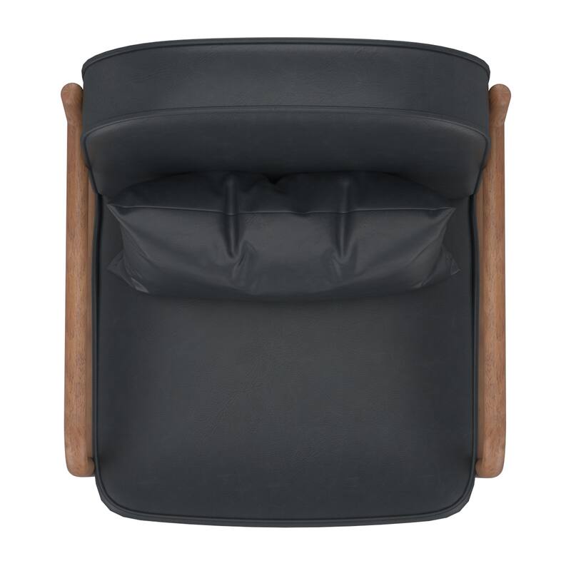 Mid-Century Modern Faux Leather & Solid Wood Accent Chair