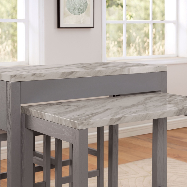 Furniture of America Delware Farmhouse Grey 39 Inch Wood Counter Height Dining Table Light Grey