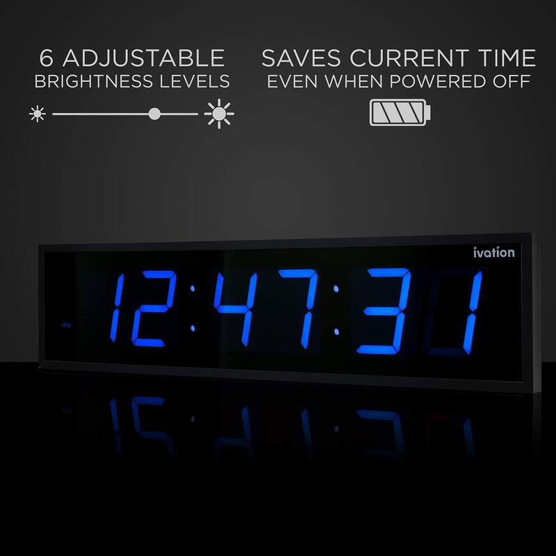 Ivation Large Digital Clock, Led Wall Clock with Stopwatch, Alarms, Timer & Remote, White