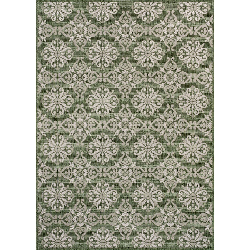 JONATHAN Y Maribel Traditional Mediterranean Tile Design Indoor/Outdoor Area Rug - 4 X 6 - Green/Cream