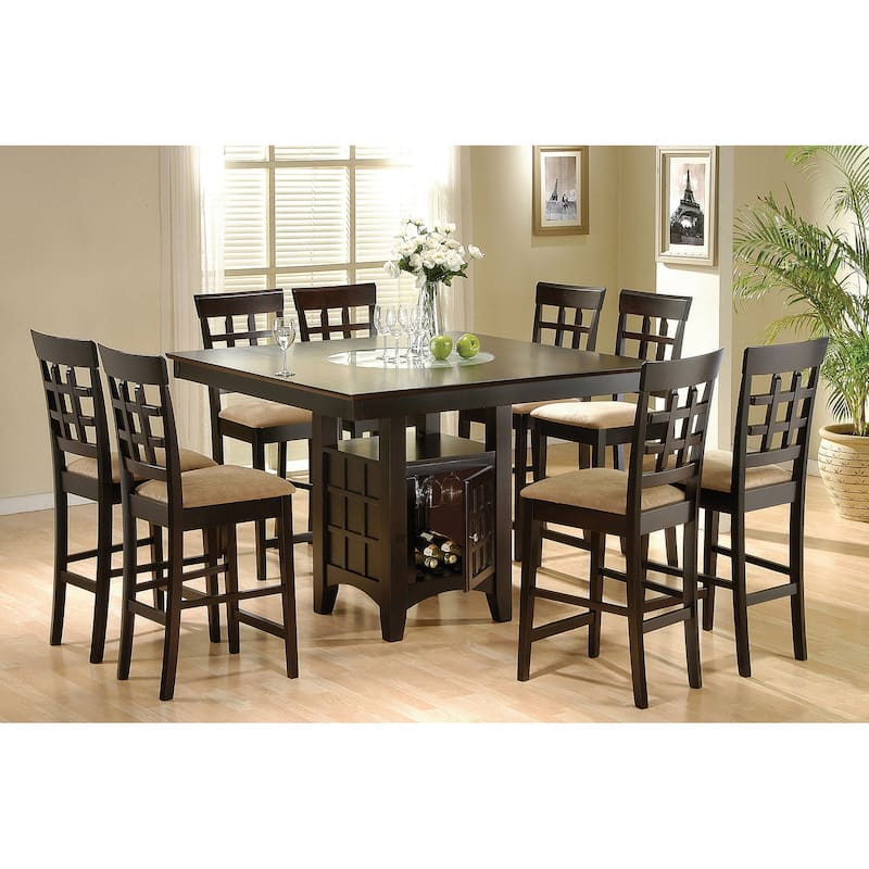 Clanton Cappuccino Square Counter Height Dining Set - 9-Piece