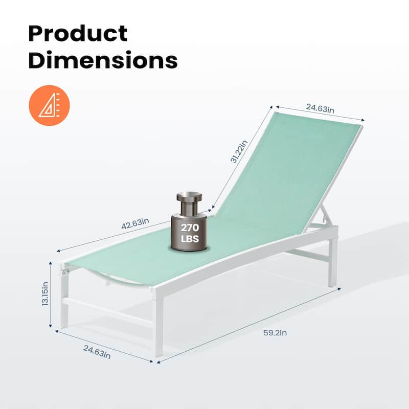 Pellebant Outdoor Aluminum Patio Chaise Lounge Chair Adjustable