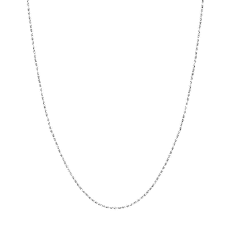 Curata 14k White Gold 1.56mm Diamond Cut Rope Chain Necklace (Lobster)