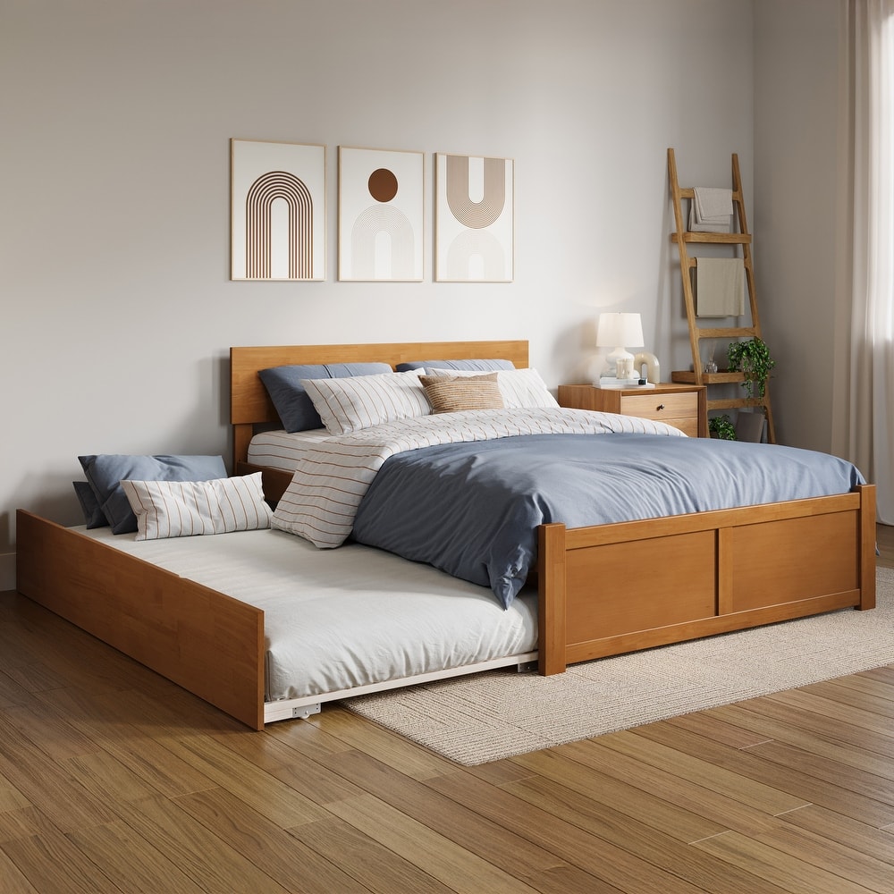 Orlando Platform Bed with Footboard and Twin Trundle Bed