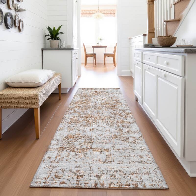 Premium Washable Super Soft Vintage Traditional Mayfield Rug - Terracotta - 2'3" x 7'6"