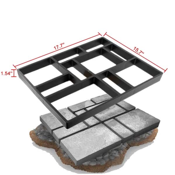 16 in. x 16 in. x 1.5 in. Black Plastic Mold Reusable Concrete Stepping Stone, DIY Paver Pathway Maker 16 in. x 16 in. x 1.5 in. Black Plastic Mold Reusable Concrete Stepping Stone, DIY Paver Pathway Maker