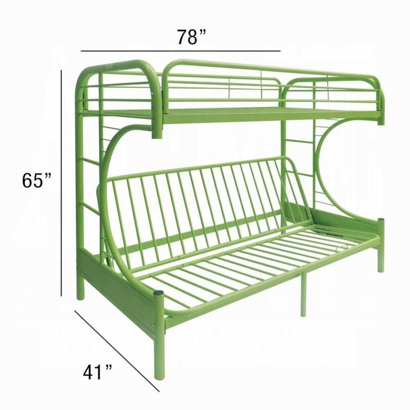 Metal Twin over Full Size Futon Bunk Bed, Green