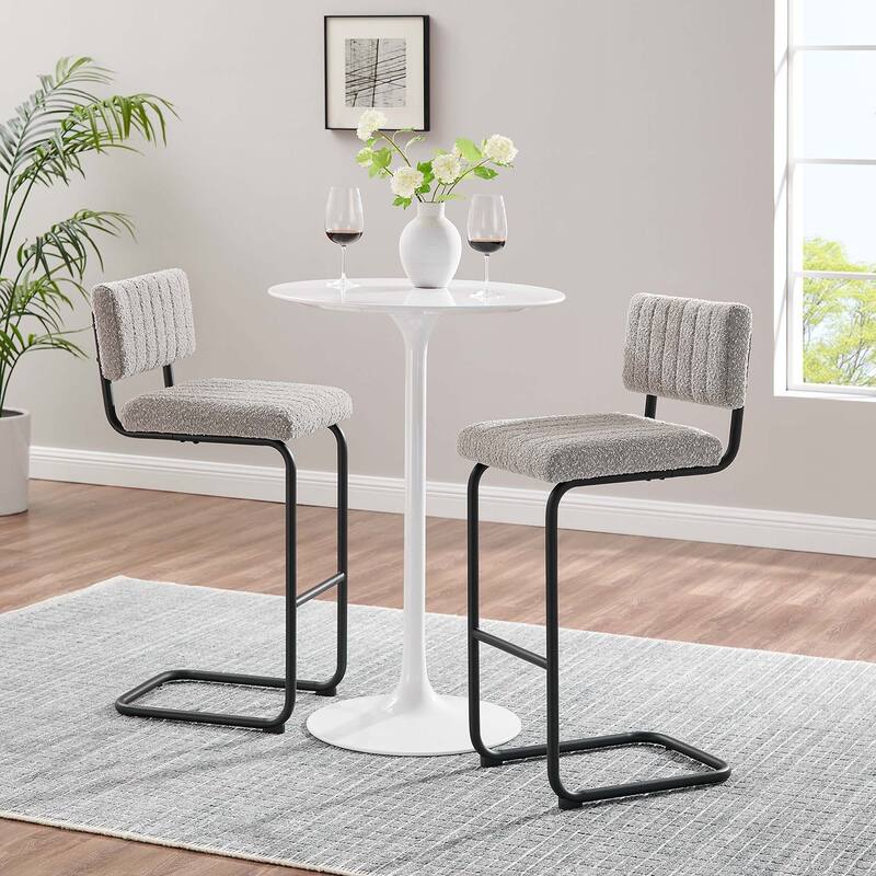 Parity Boucle Bar Stools - Set of 2 - Black Taupe - Set of 2