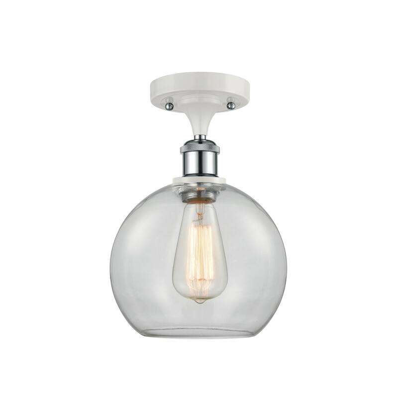 Innovations Lighting Ballston Athens - 1 Light 8" Semi-Flush Mount - Clear/White and Polished Chrome