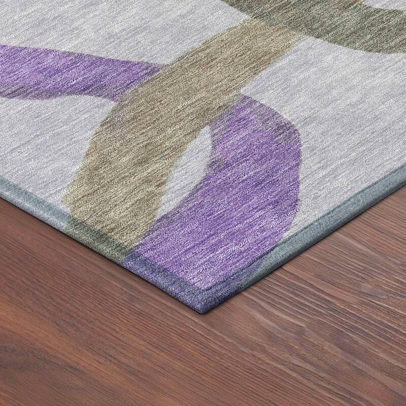 Machine Washable Indoor/ Outdoor Abstract Links Chantille Rug