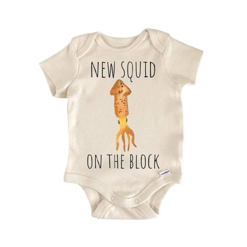 Squid Octopus Nautical - Baby Boy Girl Clothes Infant Bodysuit Funny Cute Newborn - White - Newborn