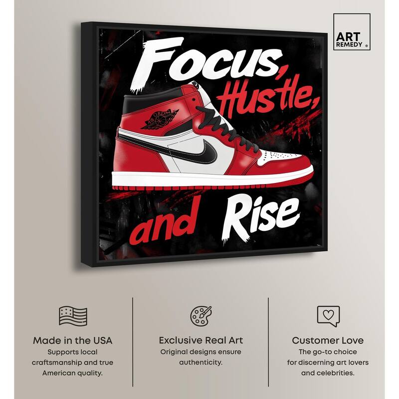 Hustle and Rise Sneaker Red Canvas by Art Remedy