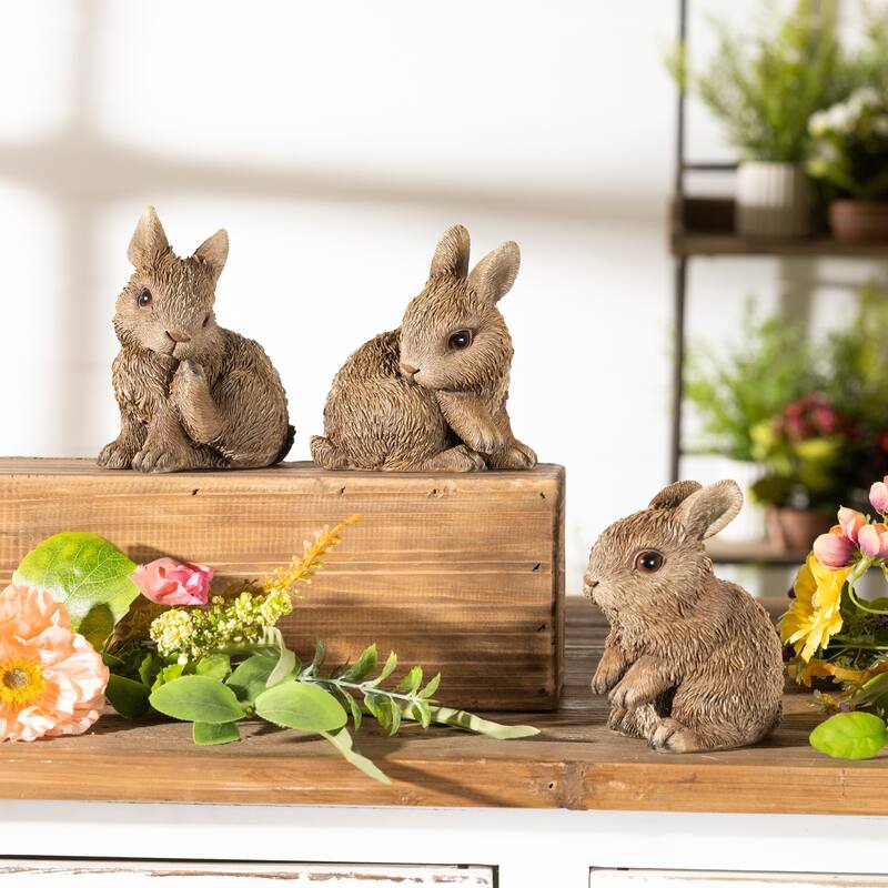 Mini Garden Bunny Rabbit Figurine (Set of 3)